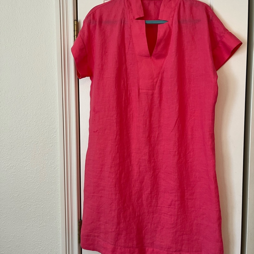 Talbots Pink Short-Sleeve linen  Dress